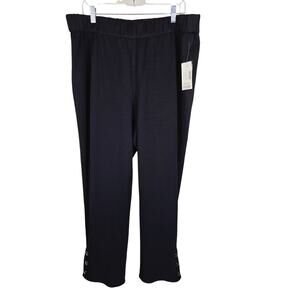 Catherines Black Pants With 3 Button Design On Bottom Leg 1X 18/20 NWT